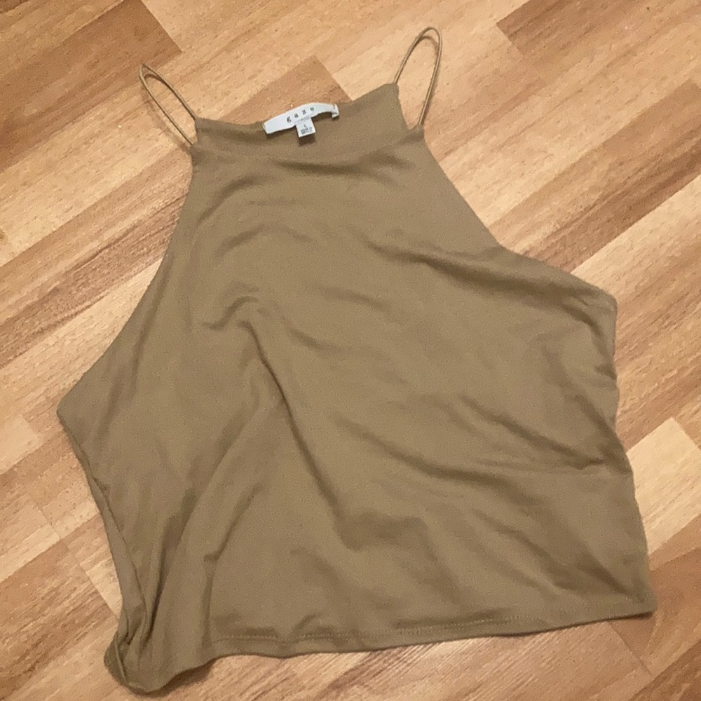 Super comfy high neck crop top nude